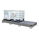 Auffangwanne AW 1000-3, für 3 IBC-Container à 1000 l oder 10 Fässer à 200 l, L 3850 x B 1300 x H 340 mm, unterfahrbar, mausgrau