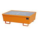 Auffangwanne BAUER AM-2, mit Gitterrost, Stahl, 225 l, B 1200 x T 800 x H 415 mm, orange