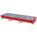 Auffangwanne BAUER AM-4/B, mit Gitterrost, Stahl, 233 l, B 2400 x T 800 x H 285 mm, rot