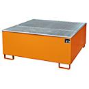 Auffangwanne BAUER AW 1000/PE mit Gitterrost, 1000 l IBC, B 1475 x T 1475 x H 625 mm, orange