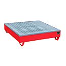 Auffangwanne BAUER AW-4/A/PE mit Gitterrost, 211 l, B 1215 x T 1215 x H 290 mm, rot
