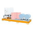 Auffangwanne Bauer AWA 31, Stahl, orange, L 3850 x B 1460 x H 780 mm, 1000 l, für 3 x 1000 l IBC, 1 Abfüllaufsatz, 2 Gitteroste