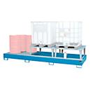 Auffangwanne Bauer AWA 32, Stahl, blau, L 3850 x B 1460 x H 780 mm, 1000 l, für 3 x 1000 l IBC, 2 Abfüllaufsätze, 1 Gitterost
