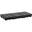Auffangwanne für Kleingebinde CEMO 10/5, Volumen 27 l, für Regalfachmaß 1000 x 500 mm, mit Gitterrost, mit Zulassung, stapelbar, Polyethylen, schwarz