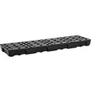 Auffangwanne für Kleingebinde CEMO 13/4, Volumen 28 l, für Regalfachmaß 1300 x 400 mm, mit Gitterrost, mit Zulassung, stapelbar, Polyethylen, schwarz