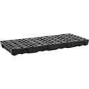 Auffangwanne für Kleingebinde CEMO 13/6, Volumen 44 l, für Regalfachmaß 1300 x 600 mm, mit Gitterrost, mit Zulassung, stapelbar, Polyethylen, schwarz