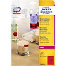 Avery Neon Labels L6003-25, voor etikettering, afneembaar, papier, rood, 63,5 x 29,6 mm, 25 x A4 vellen, 675 stuks.