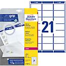 Avery Zweckform address labels L7160-40, with ultragrip, suitable for laser printers, 63.5 x 38.1 mm, 840 pieces/40 A4 sheets, 100 % FSC® paper, white