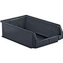 Bac à bec SSI Schaefer série FLEXI LF 531, plastique recyclé, L 500 x l 312 x H 145 mm, 16,5 l, gris fer, 14 pièces