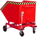 Bac à copeaux basculant Bauer SKW-ET 1000, acier, rouge, L 1395 x P 1070 x H 1220 mm, 600 l, jusqu'à 300 kg, roulettes, basculement manuel, avec poches d'entrée