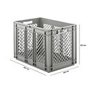 Bac à empiler Euro série EF 4121 - polypropylène - L 600 x l. 400 x H 420 mm - 83,8 L - cloisons ajourées - poignées ouvertes - gris