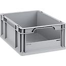 Bac à empiler Eurobox - serie Economy - plastique - L 400 x P 300 x H 170 mm - 16 l - façade ouverte - gris - notre marque Schaefer Shop Pure