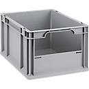 Bac à empiler Eurobox - serie Economy - plastique - L 400 x P 300 x H 220 mm - 20 l - façade ouverte - gris - notre marque Schaefer Shop Pure