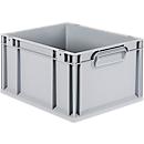 Bac à empiler Eurobox - serie Economy - plastique - L 400 x P 300 x H 220 mm - 20 l - poignées fermées - gris - notre marque Schaefer Shop Pure
