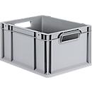 Bac à empiler Eurobox - serie Economy - plastique - L 400 x P 300 x H 220 mm - 20 l - poignées ouvertes - gris - notre marque Schaefer Shop Pure