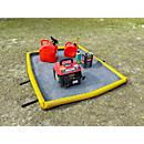 Bac à filtres, pour huile/graisse/carburants, capacité 12,5 l, pliable et empilable, avec tissu filtrant, L 1524 x P 1219 x H 76 mm, PVC, jaune