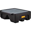 Bac d'extension IBC CEMO 500/1-PE, avec croix de soutien et caillebotis en acier, volume 500 l, capacité de charge 1500 kg, avec agrément, polyéthylène, noir