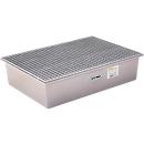 Bac de rétention 220/2 - en plastique renforcé de fibres de verre (PVR) - 220 litres - pour 2 fûts de 220 litres -L 1280 x l. 850 x H 270 mm - avec caillebotis