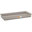 Bac de rétention 220/3 - en plastique renforcé de fibres de verre (PVR) - 220 litres - pour 3 fûts de 220 litres - L 1880 x l. 850 x H 190 mm - sans caillebotis