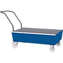 Bac de rétention ASECOS, acier, mobile, avec grille, capacité de 200 l, L 850 x P 1450 x H 1150 mm, peint