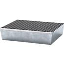 Bac de rétention ASECOS, en acier, avec grille, capacité de 60 l, L 635 x P 785 x H 178 mm, galvanisé