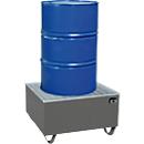 Bac de rétention AW-1/PE - acier - 200 litres - 1 fût de 200 litres - L 815 x P 815 x H 470 mm - gris souris RAL 7005