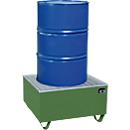 Bac de rétention AW-1/PE - acier - 200 litres - 1 fût de 200 litres - L 815 x P 815 x H 470 mm - vert résada RAL 6011