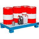 Bac de rétention AW60/3 M - 74 litres - L 1300 x l. 800 x H 205 mm - avec caillebotis - bleu RAL 5012