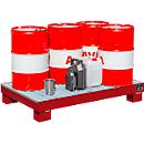 Bac de rétention AW60/3 M - 74 litres - L 1300 x l. 800 x H 205 mm - avec caillebotis - rouge RAL 3000