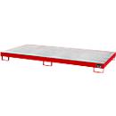 Bac de rétention AW8 - acier - 240 litres - 8 fûts de 200 litres - L 2650 x l. 1300 x H 210 mm - rouge RAL 3000 