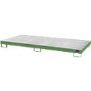 Bac de rétention AW8 - acier - 240 litres - 8 fûts de 200 litres - L 2650 x l. 1300 x H 210 mm - vert RAL 6011
