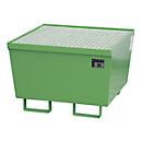 Bac de rétention BAUER AM-1, avec caillebotis, acier, 215 l, L 800 x P 800 x H 545 mm, vert