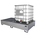 Bac de rétention BAUER AW 1000-2/PE avec grille, 2x 1000 l IBC, L 2665 x P 1315 x H 440 mm, galvanisé