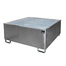 Bac de rétention BAUER AW 1000/PE avec grille, 1000 l IBC, L 1475 x P 1475 x H 625 mm, galvanisé