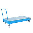 Bac de rétention en acier avec roulettes + poignée, 1800 x 800 mm, bleu RAL 5012