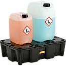 Bac de rétention en PE 25HD, en polyéthylène, 100 % recyclable, avec caillebotis PE