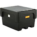Bac de rétention IBC, polyéthylène, 1100 L, 1500 kg, Caillebotis en acier, avec garde au sol