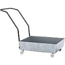 Bac de rétention mobile - acier - 60 litres - L 635 x l. 810 x H 980 mm - sans caillebotis - galvanisé