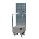 Bac de rétention mobile avec panneau perforé, en acier, capacité 1 fût de 60 L, gris