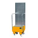 Bac de rétention mobile avec panneau perforé, en acier, capacité 1 fût de 60 L, orange