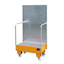 Bac de rétention mobile LPW 60-2, avec panneau perforé, en acier, capacité 2 fûts de 60 L, orange