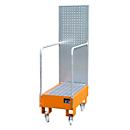 Bac de rétention mobile LPW 60-3, avec panneau perforé, en acier, capacité 2 fûts de 60 L, orange