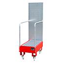 Bac de rétention mobile LPW 60-3, avec panneau perforé, en acier, capacité 2 fûts de 60 L, rouge