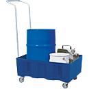 Bac de rétention mobile - PE - 60 litres - L 714 x l. 525 x H 330 mm - avec caillebotis galvanisé - bleu