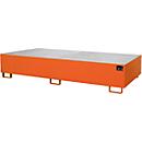 Bac de rétention pour le rayonnage des entrepôts type RW/GR 2700-3, avec caillebotis, orange RAL 2000
