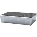 Bac de rétention pour palettes ASECOS, en acier, avec grille, capacité de 200 l, L 815 x P 1235 x H 255 mm, galvanisé
