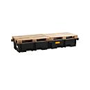 Bac de rétention pour palettes PE CEMO 425/4e pour 2 palettes Euro dans le sens de la longueur, L 2420 x l 880 x H 360 mm, 425 l, pour fûts de 4 x 200 l, sans grille
