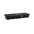 Bac de rétention pour palettes PE CEMO 425/4e pour 2 palettes Euro dans le sens de la longueur, L 2420 x l 880 x H 390 mm, 425 l, pour fûts de 4 x 200 l, caillebotis PE