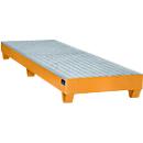Bac de rétention série 2000 - acier - 1000 litres - pour 3 fûts de 200 l - L 2400 x l.800 x H 250 mm - avec caillebotis - orange RAL 2000