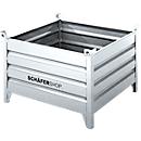 Bac de transport et gerbable Schäfer Shop Select, avec parois fixes, L 850 x P 550 x H 670 mm, galvanisé à chaud, jusqu'à 800 kg